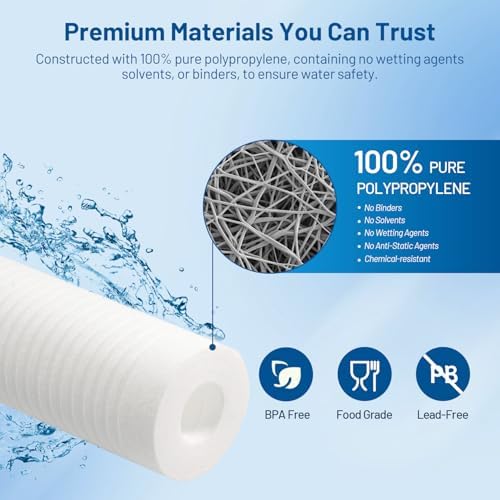5 Micron 10" x 2.5" PP Grooved Sediment Water Filter Cartridge, 2 Pack - Image 4
