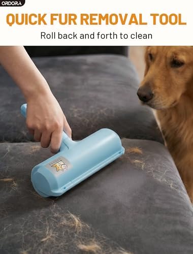 ORDORA Pet Hair Remover Roller, Reusable Lint Roller for Dog and Cat Hair | Portable Pet Hair Roller with Large Fur Bin for Couches, Bedding, Car, Rugs & Furniture, No Refills or Batteries, Pet Homes - Image 2