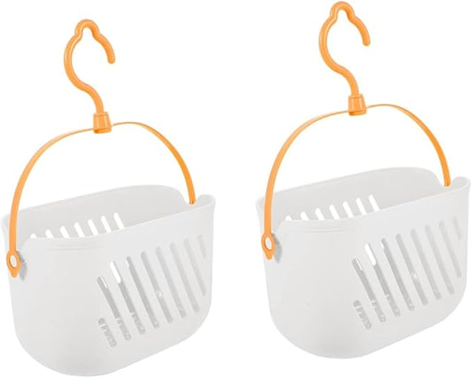 Cabilock 2pcs Hanging Shower Basket for Bathroom Storage Portable Organizer Hook for Toiletries Cleaning Supplies and Small Items Versatile Use Bathroom Kitchen Dorm Room