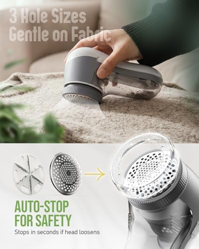 POPCHOSE Fabric Shaver, Lint Shaver with 6-Leaf Blade, Rechargeable | Lint Remover with Type-C Fast Charing Port, Sweater Defuzzer, Clothes Shaver for Couch, Furniture, Blanket, Remove Pilling - Image 2