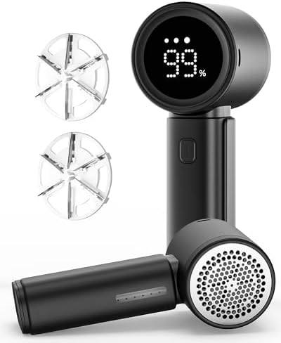 ASNUG Fabric Shaver, Electric Lint Remover, Sweater Shavers to Remove Pilling with 3 Speeds, 6 Leaf Blade, LED Display & Type-C Rechargeable, Removes Fuzz, Pills for Clothes, Couch, Furniture by ASNUG