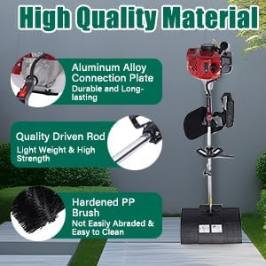 52cc Power Broom for Artificial Turf,2.3HP Handheld Grass Brush Sweeper with with Blower,2-Stroke Gas Snow Broom for Driveway,Lawn,Turf,Artificial Grass,Farms,Streets Cleaning