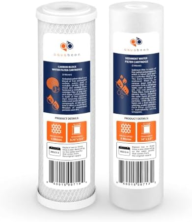 Aquaboon 5 Micron 10 x 2.5 House Water Filters Cartridges, Set of 2 Sediment & Carbon Filter Replacements Compatible with WHKF-WHWC, P5, WHKF-GD05 by Aquaboon