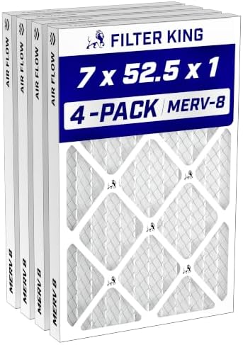 Filter King 7x52.5x1 Air Filter MERV 8, AC Furnace Filters (4-Pack) by FilterKing