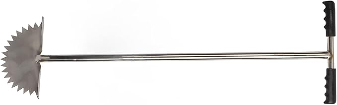 Manual Lawn Edger with Saw Tooth Blade, Half Moon Edger Lawn Tool, Stainless Steel Garden Edger with T Grip Handle for Cleaning Edges Along Sidewalks Driveways and Flower Beds