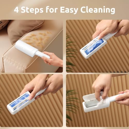 ACE2ACE Mini Pet Hair Remover for Clothes, Reusable Lint Roller for Clothes | Self Clean Cat Hair Remover with Fur Bin, Dog Hair Remover for Couch, Furniture, Carpet, Sofa and Bedding (White-Mini) - Image 5