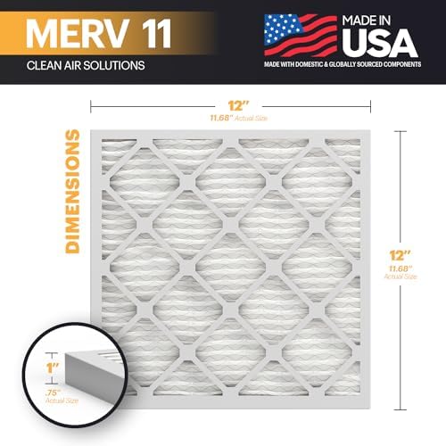 BNX TruFilter 12x12x1 Air Filter MERV 11 (6-Pack) - MADE IN USA - Allergen Defense Electrostatic Pleated Air Conditioner HVAC AC Furnace Filters for Allergies, Dust, Pet, Smoke, Allergy MPR 1200 FPR 7 - Image 2