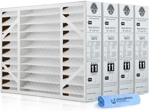 Lennox X6670 16x25x5 Air Filter MERV 11 HVAC AC Furnace Filters, Lennox Healthy Climate Filter for Home with Cleaning Cloth, 4-Pack (Actual Size: 15.75 x 24.75 x 4.38 Inches) by Unknown
