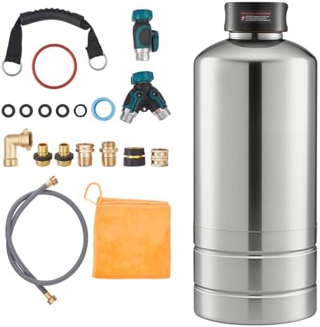 VEVOR RV Water Softener, 16,000 Grain, Portable Water Softener with NPT 3/4" Fittings, Food-Grade Resin, Stainless Steel, Quick Connect, for RVs, Trailers, Boats, Mobile Car Washing, Pressure Washing by VEVOR