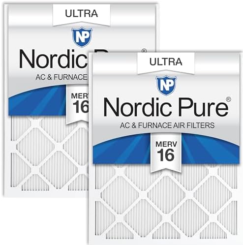 Nordic Pure 16x20x1 Pleated Ultra MERV 16 AC Furnace Air Filters 2 Pack by NordicPure