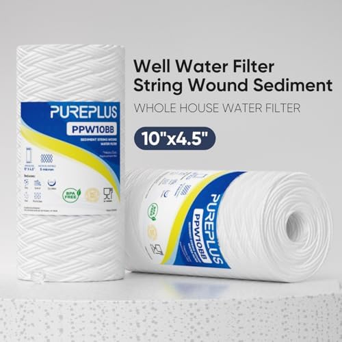 PUREPLUS 5 Micron 10 x 4.5 Whole House Water Filter for Well Water 4 Pack - Image 2