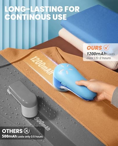 POPCHOSE Fabric Shaver, Lint Shaver with 6-Leaf Blade, Rechargeable | Lint Remover with Type-C Fast Charing Port, Sweater Defuzzer, Clothes Shaver for Couch, Furniture, Blanket, Remove Pilling - Image 3