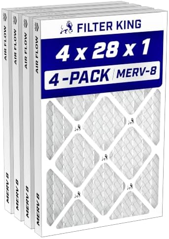Filter King 4x28x1 Air Filter MERV 8, AC Furnace Filters (4-Pack) by FilterKing
