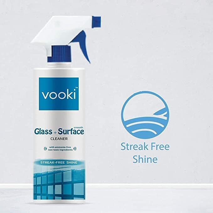 Vooki Ecofriendly Smooth Glass Surface Cleaner, Non-Toxic, for All Types of Glass Surfaces, 500ml - (Pack of 5)