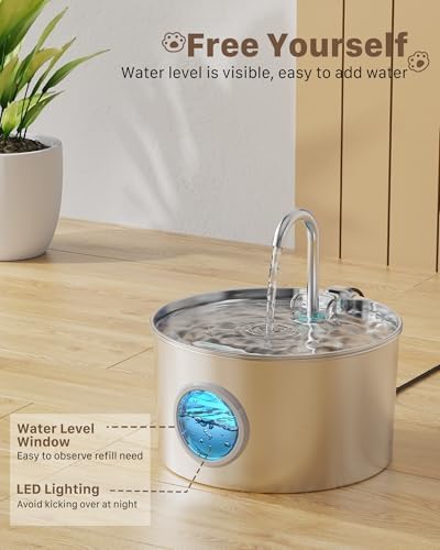 Cat Water Fountain Stainless Steel: 74oz/2.2L Cat Fountain for Drinking - Image 4