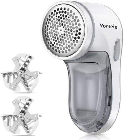 Fabric Shaver Rechargeable, Electric Lint Remover for Clothes & Furniture, Sweater Shaver & Pilling Remover, Depiller with 2 Extra Blades Included, Lint Shaver for Clothing - USB Charge, Gray by Yomeie