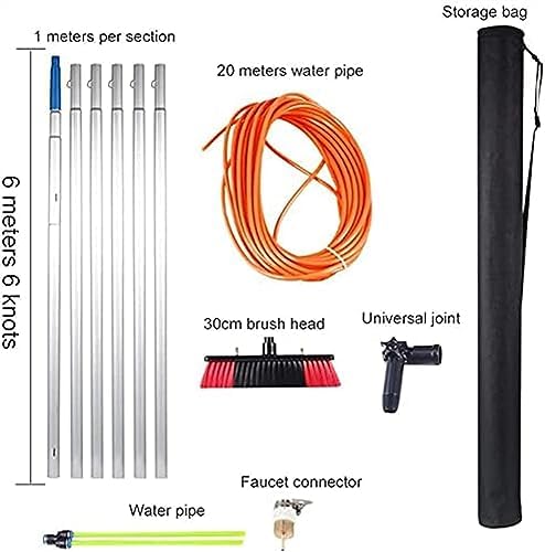 Window Cleaning Pole Water Fed Telescopic Brush Extendable Cleaner Conservatory Roof Cleaning Tools for Photovoltaic Panel Cleaning Trucks Windows Brush Head(Color : 10m/
