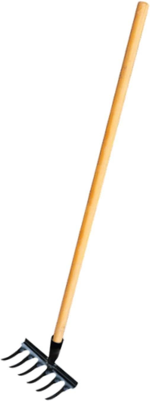 Garden Tool for Soil Preparation Wooden Handle Rake for Flower Beds, 6 Teeth 19x12x10cm