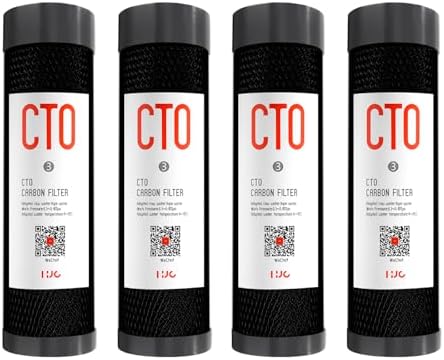 1 Micron 2.5" x 10" Whole House CTO Carbon Water Filter Cartridge Replacement for Countertop System, Compatible with Dupont WFPFC8002, WFPFC9001, FXWTC, SCWH-5, WHEF-WHWC, WHCF-WHWC, 4 Pack by HJCSandmonkWaterFilterCoLtd