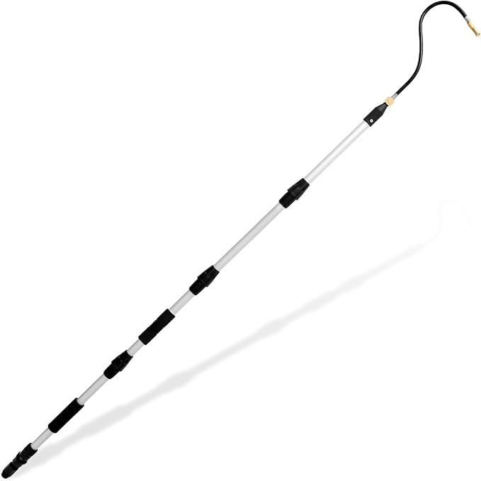 Gutter Cleaning Tool, 64.9" Gutter Cleaner Tools from the Ground, Bendable Roofing Gutter Tool with 4 Splice Rod, Easy to Fit Disassemble Long Reach Gutter Cleaning Wand Rain Gutter Cleaning Pole