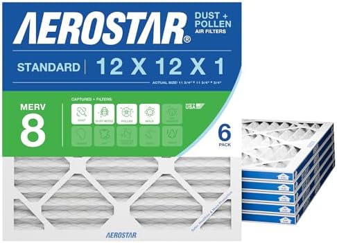 Aerostar Air Filter 12x12x1 MERV 8 AC Filter, HVAC, Furnace Filter, 6 Pack by AirFiltersDelivered