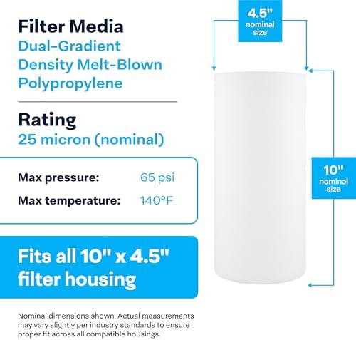 SpiroPure SP-DD-7525-BB 10x4.5 25 Micron Sediment Water Filter DGD-7525 8PK - Image 3