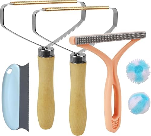 Pet Hair Removal Tool: 6 Pcs Dog Cat Hair Remover - Reusable Pet Hair Remover with Laundry Pet Hair Catcher - Portable Carpet Rake Scraper Fur Removal Tool for Rugs Car Mats Couch Furniture by Unknown