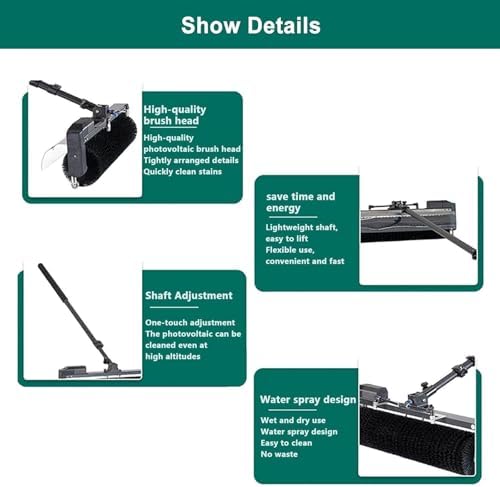 Automatic Solar Panel Cleaning Kit - 7.5m Water Fed Pole, Roller Brush Tool for Efficient Photovoltaic Panel Cleaning, Roof Water Brush for Easy Maintenance