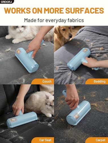 ORDORA Pet Hair Remover Roller, Reusable Lint Roller for Dog and Cat Hair | Portable Pet Hair Roller with Large Fur Bin for Couches, Bedding, Car, Rugs & Furniture, No Refills or Batteries, Pet Homes - Image 4
