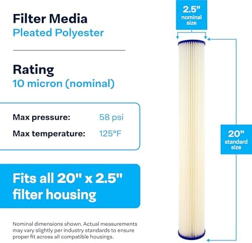 SpiroPure SP-R10-20 20x2.5 10 Micron Sediment Water Filter SPC-25-2010 20PK - Image 3