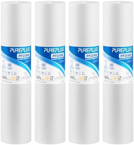 PUREPLUS 1 Micron 20"x4.5" Whole House Sediment Home Water Filter, 4 Pack by PUREPLUS
