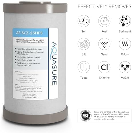 Aquasure Fortitude V2 Series Triple Purpose Sediment/Carbon/Zinc Replacement Filters (1, Standard) - Image 2