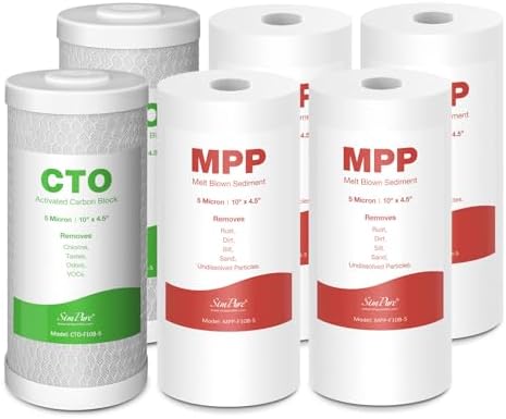 SimPure 5 Micron 10" x 4.5" MPP Sediment and CTO Carbon Whole House Water Filters by SimPure_Water