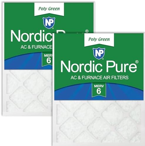 Nordic Pure 20x25x1 Poly Green MERV 6 Pleated AC Furnace Air Filters 2 Pack by NordicPure