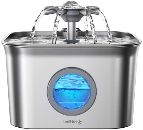 Cat Water Fountain Stainless Steel: 99oz/2.8L Auto Pet Drinking Fountain by FEELNEEDY