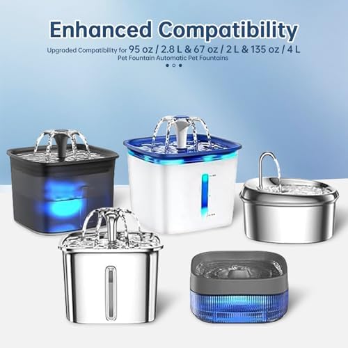 32 Pcs Cat Water Fountain Replacement Filters-16 Pack Cat Fountain Filters with 16 Pack Sponges, Enhanced Compatibility Pet Fountain Filter Fit for 95oz/2.8L 135oz/4L 67oz/2L Pet Drinking Fountain - Image 2