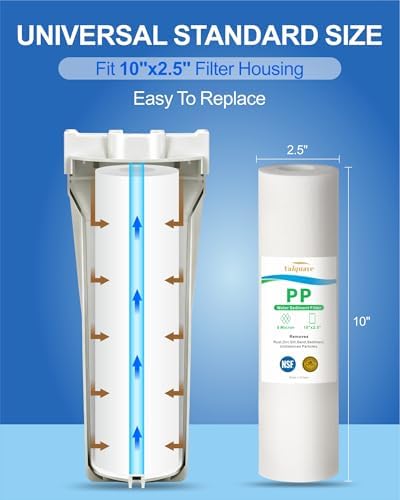 10"x2.5" Water Filter Replacement, Universal NSF Certified PP Sediment Filter + UDF + CTO Activated Carbon Block Filter,5 Micron + 10 Micron 4 Pack - Image 7