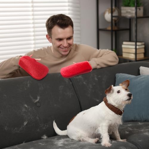 4 Pcs Pet Hair Remover Glove Red Pet Fur Removal Mitt Reusable Easy Cleaning Lint Fur Dander Glove for Furniture Clothing - Image 6