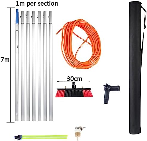 Telescopic Window Cleaning Pole 10-39ft, Water Fed Brush with 30cm/50cm Large Head, Ideal for Roof & High Window Cleaning, Durable Extendable Cleaning Tool