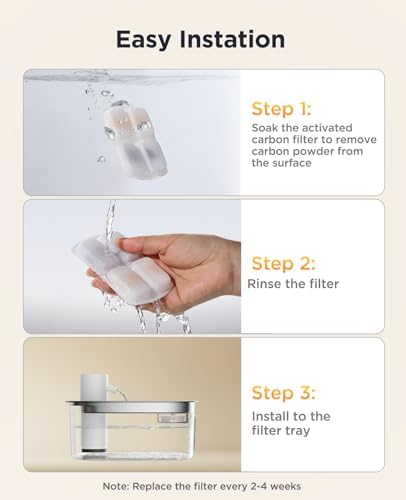 6 Pack Cordless Dog Water Replacement Filters & 6 Packs Pump Filters Sponges Compatible with Battery Operated Stainless Steel 8L Dog Water Fountain (FN-W18) - Image 5