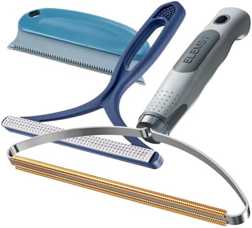 Pet Hair Remover 3-Pack, Reusable Dog & Cat Hair Removal Tools, Lint Shaver | Remove Stubborn Pet Hair, Multi-Fabric Safe, Fur & Lint Cleaner for Couch, Carpets, Cat Trees, Car Mats, Furniture, Pet Bed by Elemsy