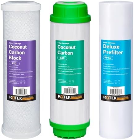 Reverse Osmosis Universal Water Filter Set | 3 Replacement Water Filters with No Membrane | 6 Month Supply | Under Sink RO Water Filter Kit | PP, GAC, CTO | 10 Inch Size by RotekWaterSystem