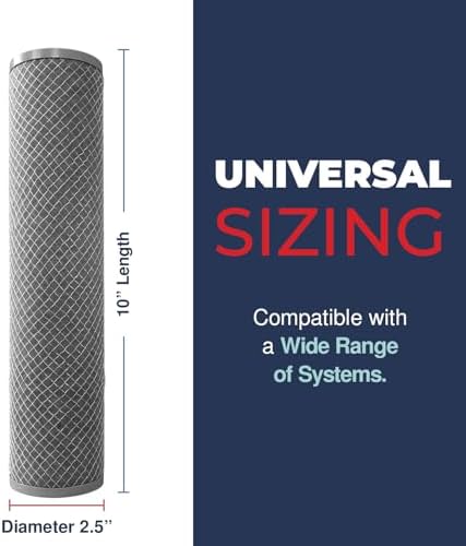 American Made, 5 Micron 2.5" x 10" Whole House CTO Carbon Sediment Water Filter Cartridge Compatible with DuPont WFPFC8002, WFPFC9001, WHCF-WHWC, FXWTC, C1, NCP-10 Made in USA, Pack of 4 - Image 5