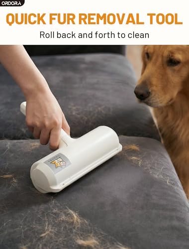 ORDORA Pet Hair Remover Roller, Reusable Lint Roller for Dog and Cat Hair | Portable Pet Hair Roller with Large Fur Bin for Couches, Bedding, Car, Rugs & Furniture, No Refills or Batteries, Pet Homes - Image 2
