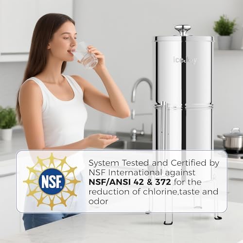 IceJoy 0.01μm Ultra-Filtration Gravity Water Filter System, 2.25G Stainless Steel Countertop Purifier with 4 Filters, Water Level Spigot & Stand, Reduce Fluoride & Chlorine, NSF/ANSI 42 - Image 2
