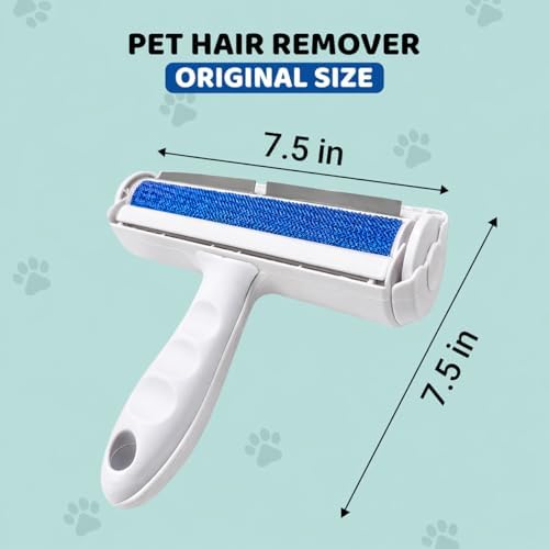 Pet Hair Remover Roller with 2 Grooming Gloves ?€? Reusable Lint Remover for Dogs and Cats (Blue) - Image 2