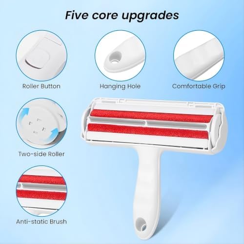 EcoPet's Pet Hair Remover ?€? Reusable Lint Roller for Cat & Dog Fur on Furniture, Clothes, Couch, Carpet, Car, Rugs & Bedding ?€? Portable Hair Removal Tool, Eco-Friendly, Upgraded Handle (White & Red) - Image 7
