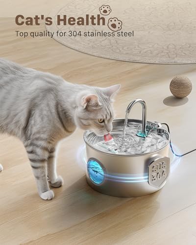 Cat Water Fountain Stainless Steel: 74oz/2.2L Cat Fountain for Drinking - Image 2