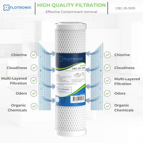 Flotronix 5 Micron 2.5" x 10" Whole House CTO Carbon Sediment Water Filter Cartridge, Compatible with DuPont WFPFC8002, WFPFC9001, SCWH-5, WHCF-WHWC, FXWTC, CBC-10, RO Systems, 4-Pack - Image 4