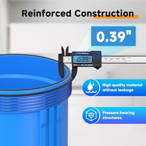 PUREPLUS Whole House Water Filter Housing, 10"x4.5", Pressure Gauge, 1" NPT - Image 3
